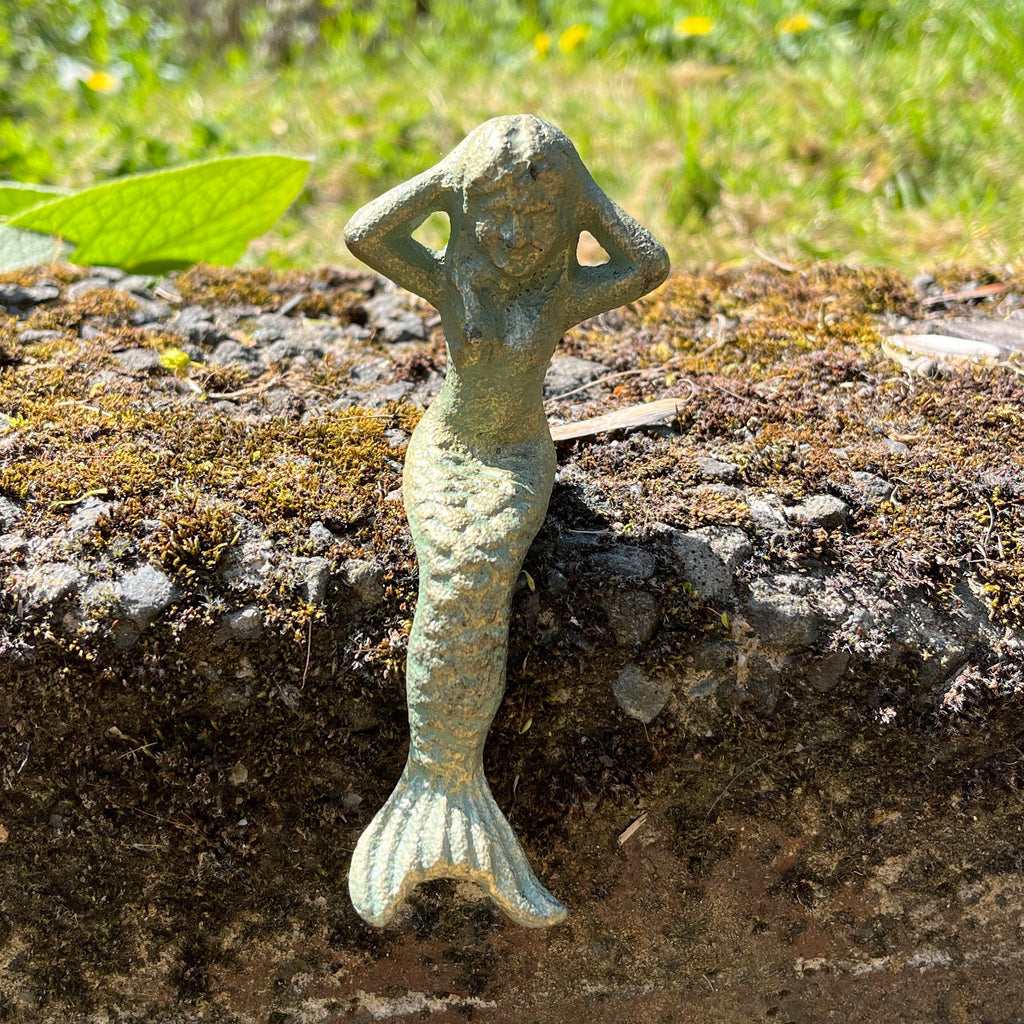 Set of 2 Small Mermaid Garden Ornaments - Cast Iron