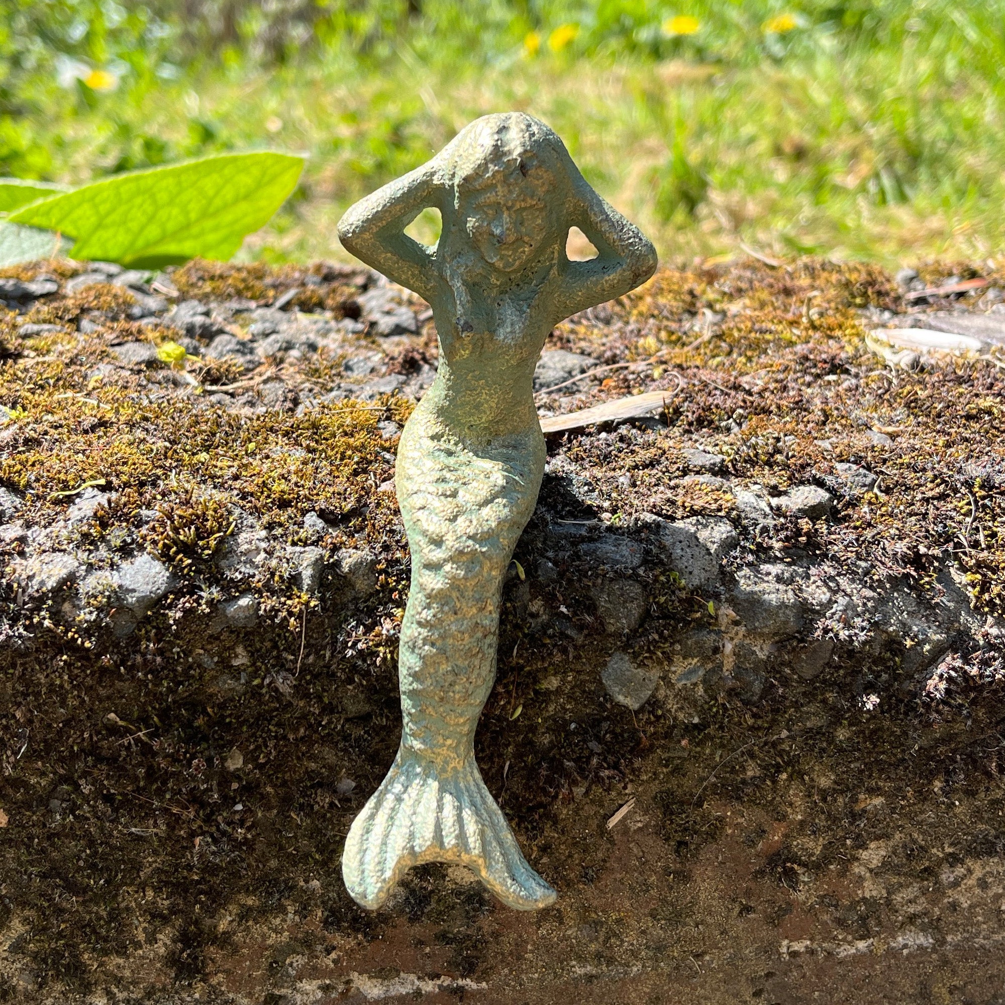 Set of 2 Small Mermaid Garden Ornaments - Cast Iron