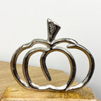 16.5cm Metal Pumpkin Ornament on Wooden Base