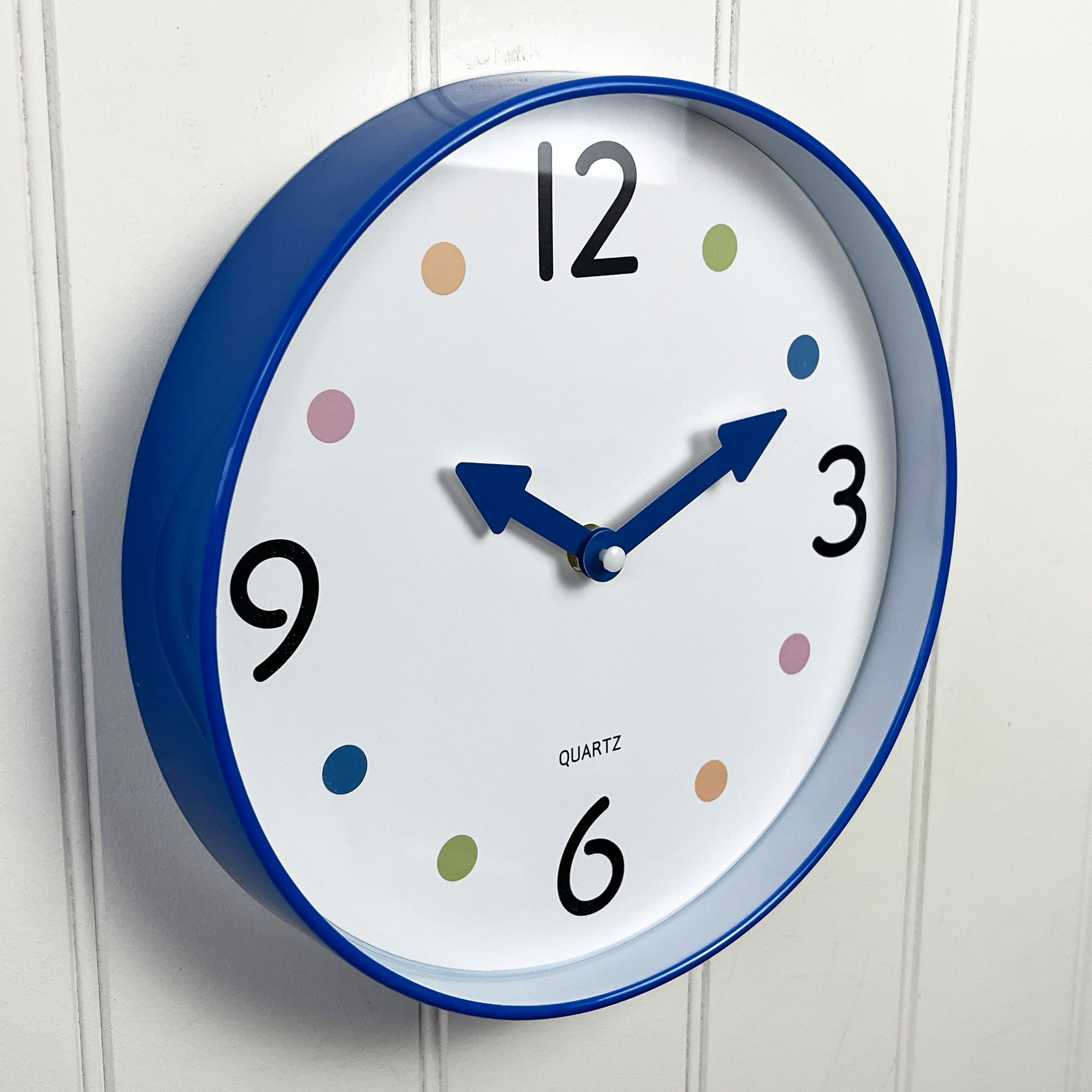 Small 25.5cm Polka Dot Wall Clock – Blue