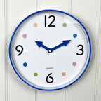 Small 25.5cm Polka Dot Wall Clock – Blue