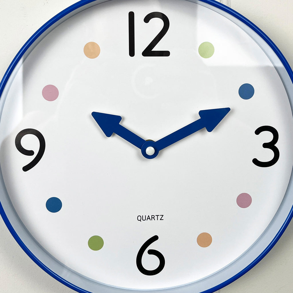 Small 25.5cm Polka Dot Wall Clock – Blue