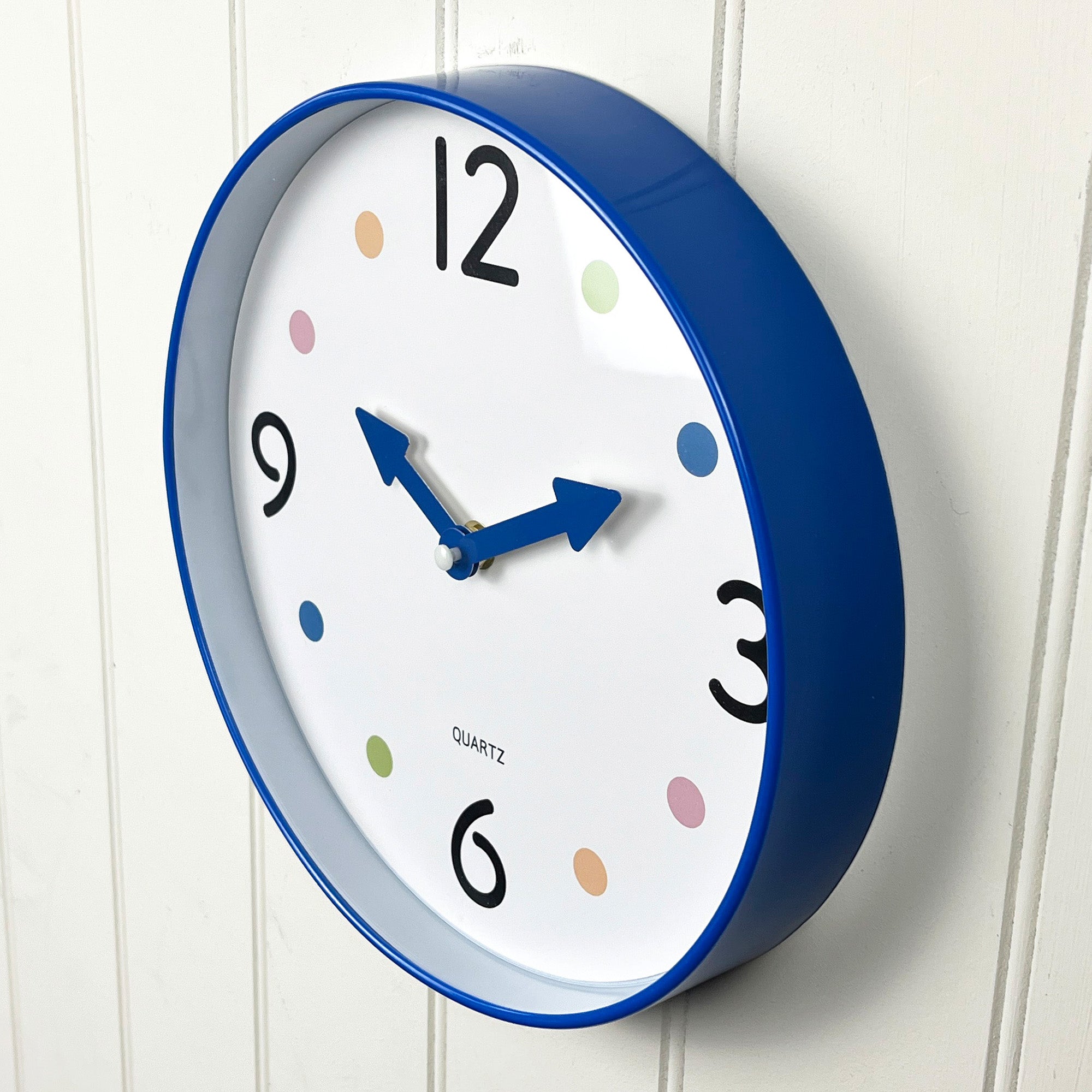 Small 25.5cm Polka Dot Wall Clock – Blue