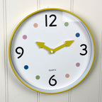 Small 25.5cm Polka Dot Wall Clock – Yellow