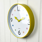 Small 25.5cm Polka Dot Wall Clock – Yellow