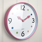 Small 25.5cm Polka Dot Wall Clock – Pink