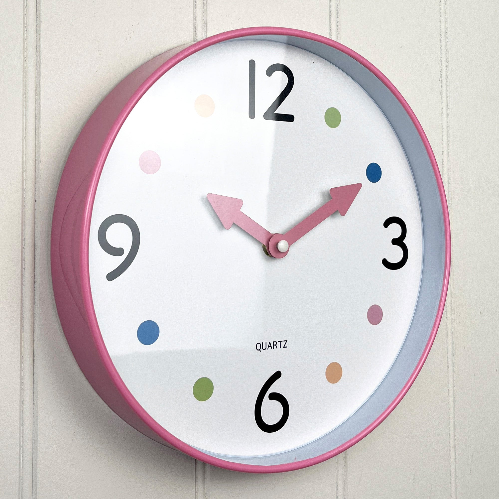 Small 25.5cm Polka Dot Wall Clock – Pink