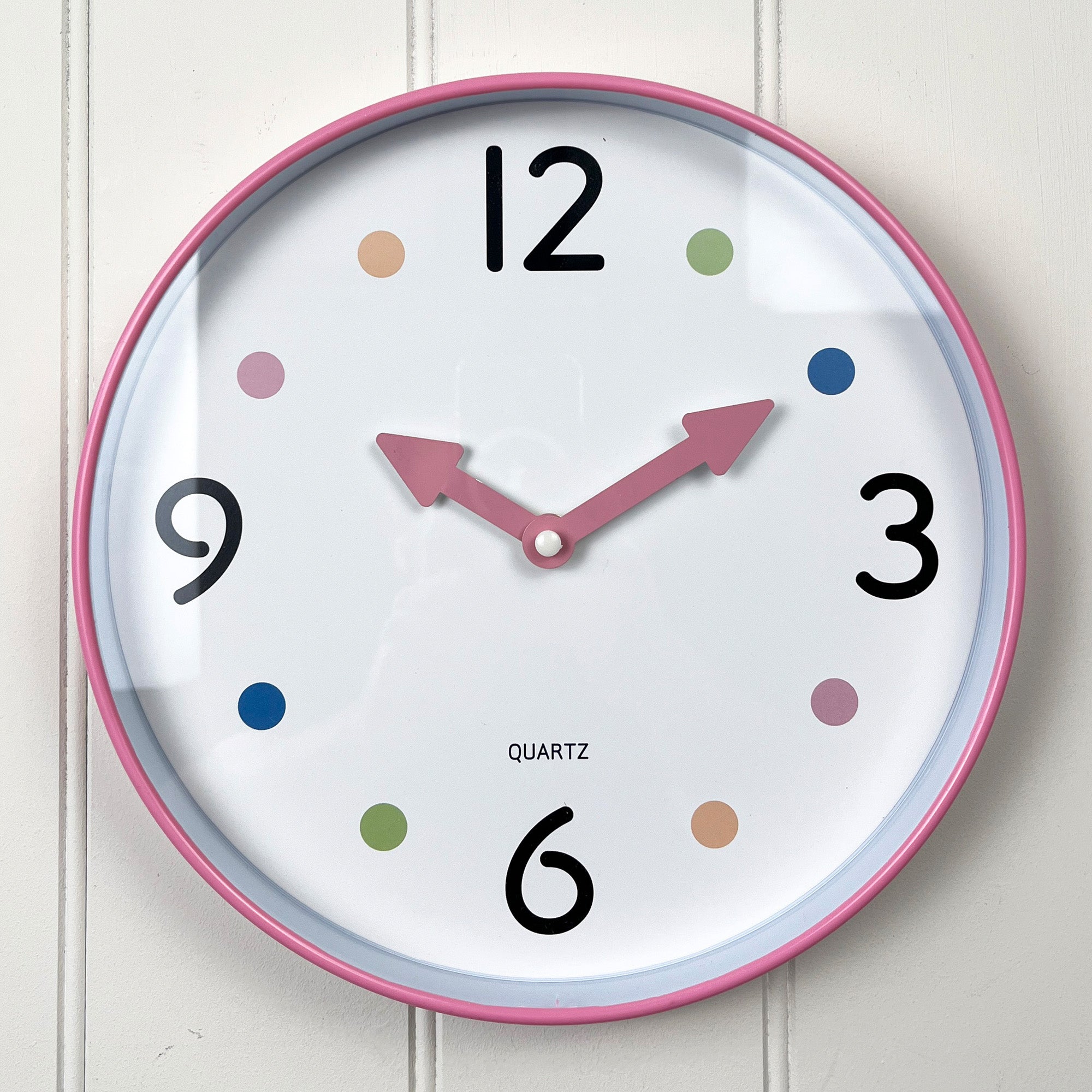 Small 25.5cm Polka Dot Wall Clock – Pink