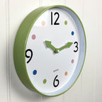 Small 25.5cm Polka Dot Wall Clock – Green