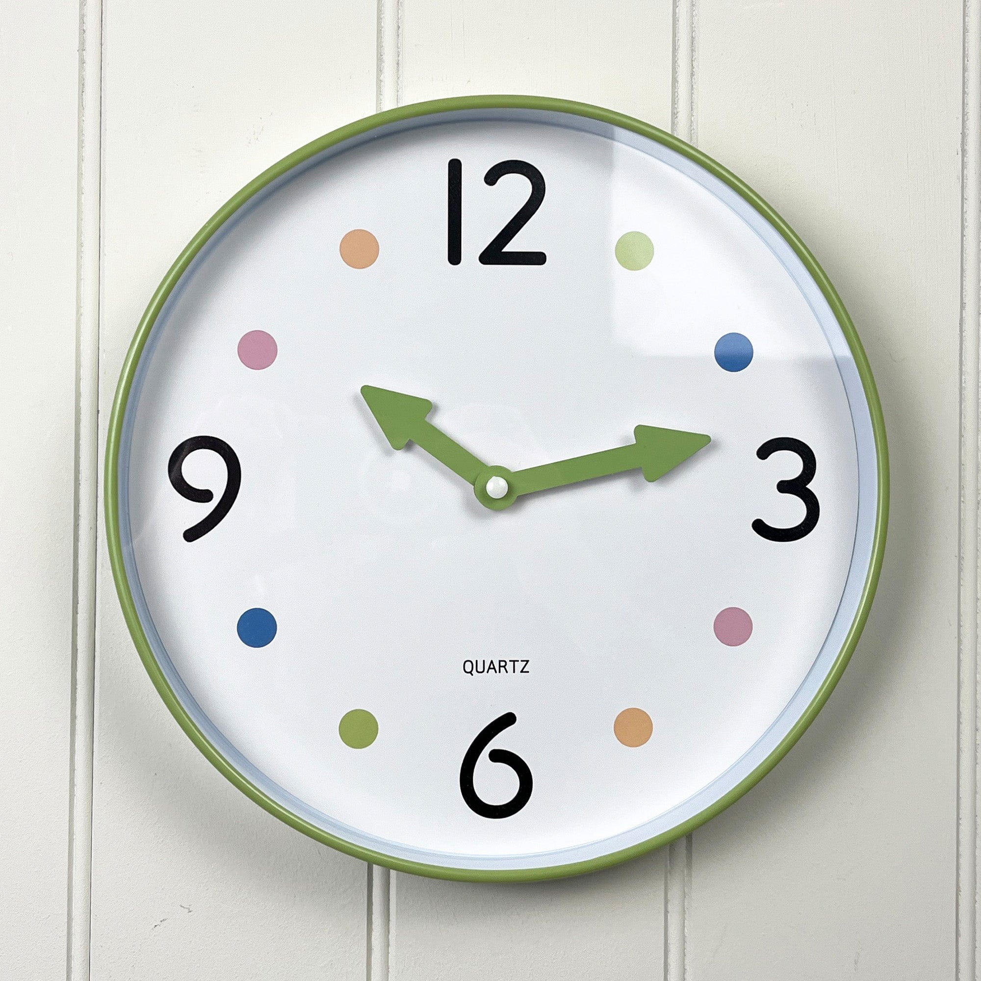 Small 25.5cm Polka Dot Wall Clock – Green