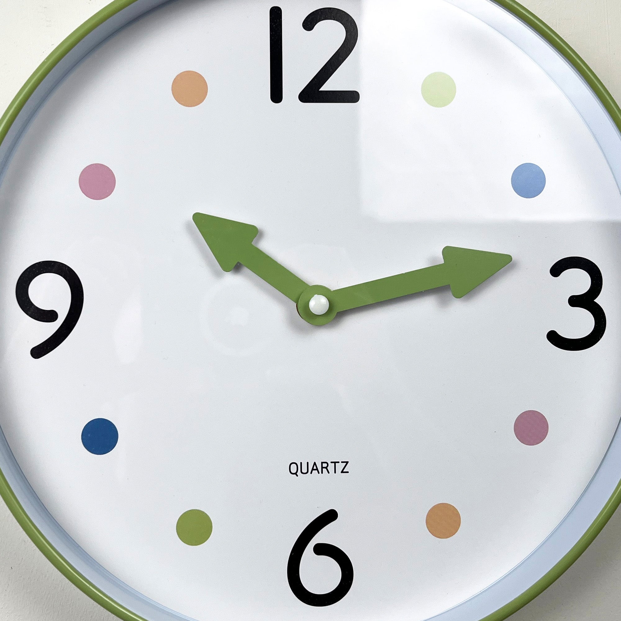 Small 25.5cm Polka Dot Wall Clock – Green