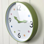 Small 25.5cm Polka Dot Wall Clock – Green