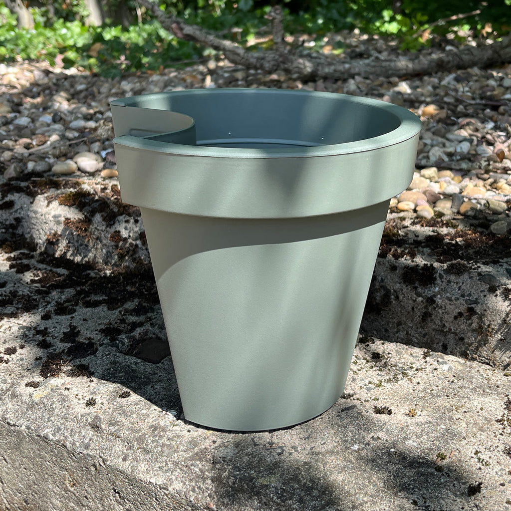 3 x 24cm (DIA) Green Plastic Drain Pipe Planters