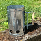 16cm x 27cm Steel Charcoal Chimney Starter with Wooden Handle