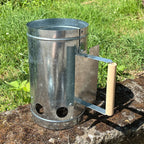 16cm x 27cm Steel Charcoal Chimney Starter with Wooden Handle