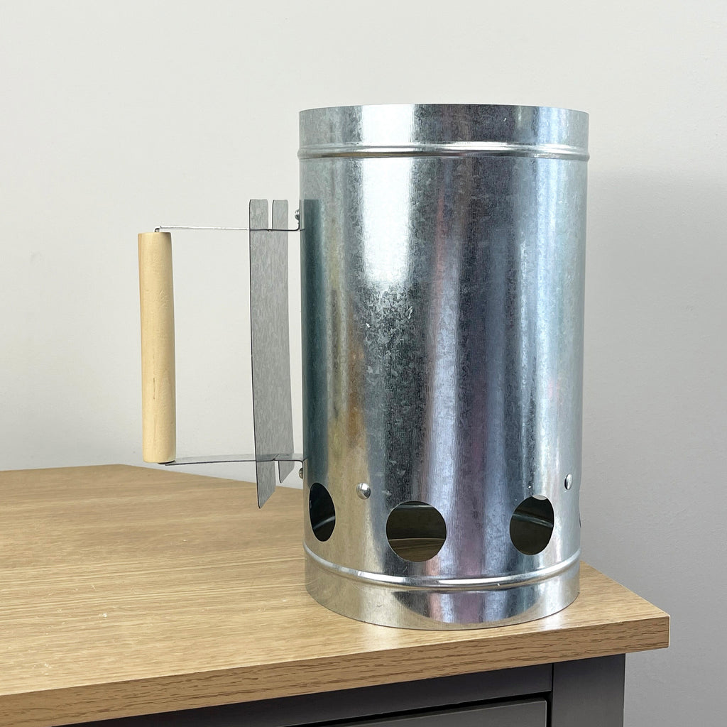 16cm x 27cm Steel Charcoal Chimney Starter with Wooden Handle