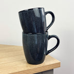 2 x 300ml Midnight Blue Reactive Glaze Stoneware Mugs
