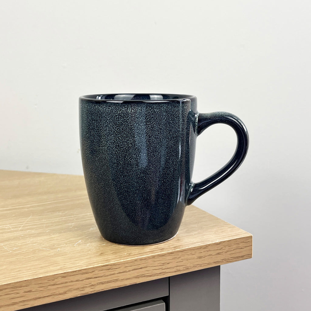 2 x 300ml Midnight Blue Reactive Glaze Stoneware Mugs