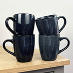 4 x 300ml Midnight Blue Reactive Glaze Stoneware Mugs
