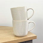 2 x 350ml Light Grey Speckled Stoneware Mugs