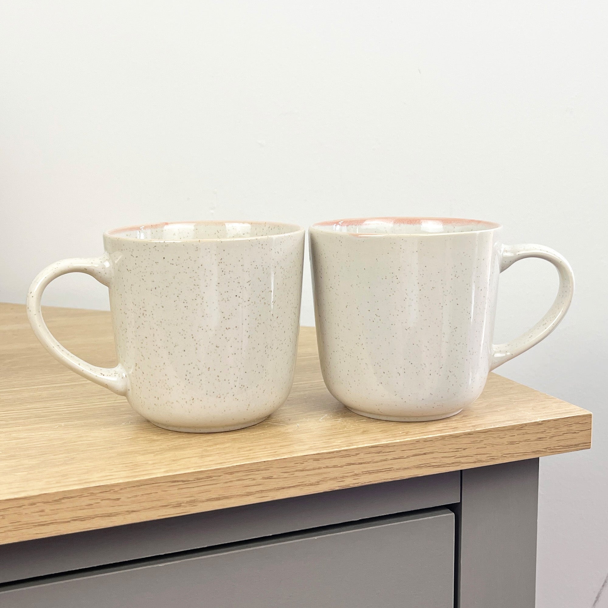 4 x 350ml Light Grey Speckled Stoneware Mugs