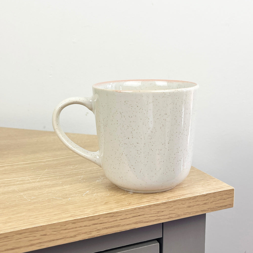 4 x 350ml Light Grey Speckled Stoneware Mugs