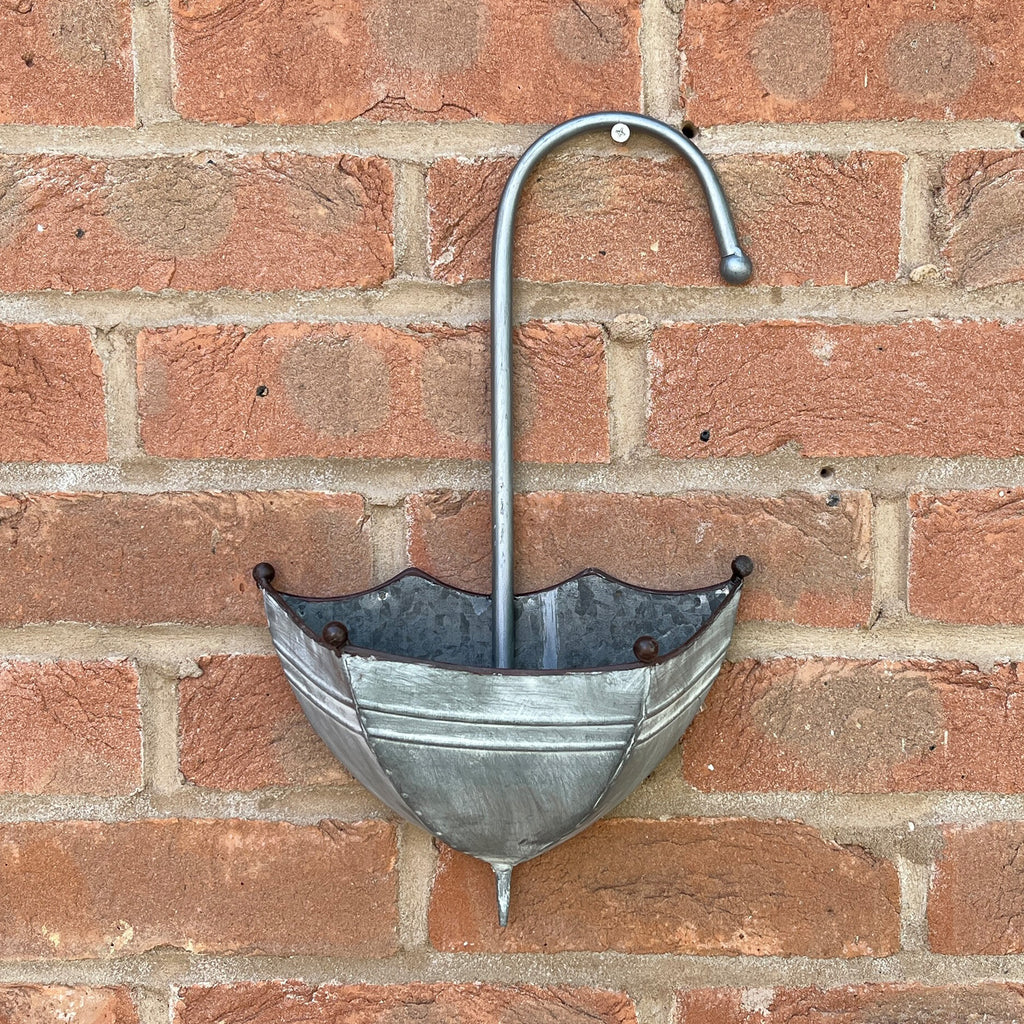 22.5cm x 36cm Umbrella Shaped Wall Mounted Planter – Zinc