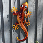 46.5cm Metal Gecko Garden Wall Art Decoration – Orange