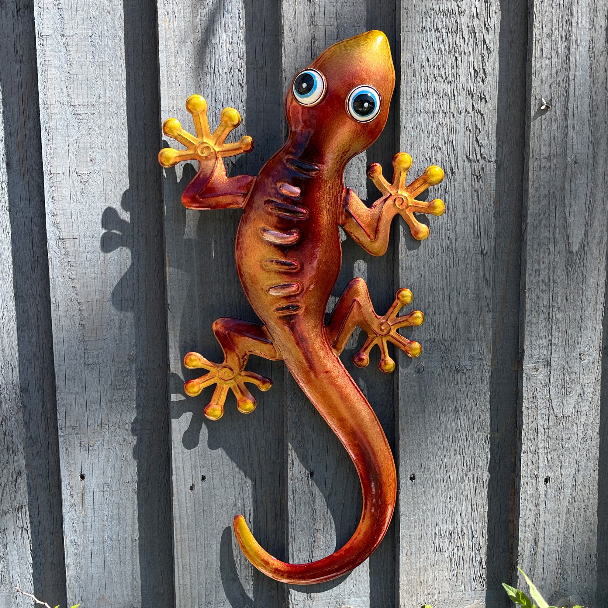 46.5cm Metal Gecko Garden Wall Art Decoration – Orange