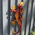 46.5cm Metal Gecko Garden Wall Art Decoration – Orange