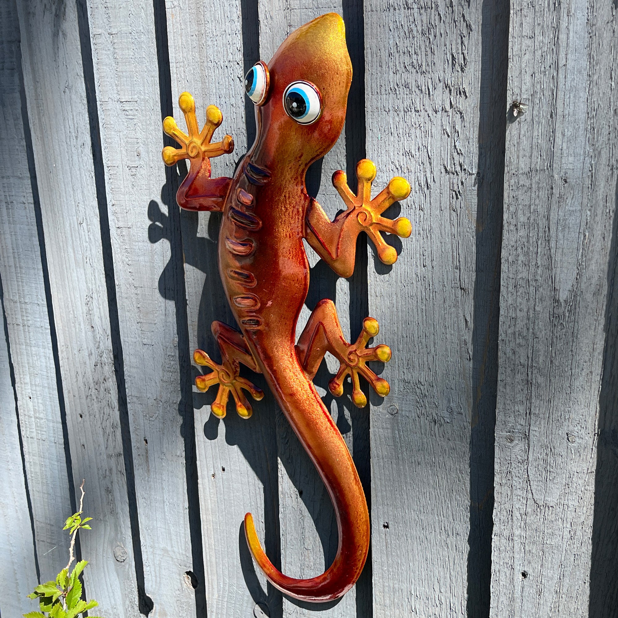 46.5cm Metal Gecko Garden Wall Art Decoration – Orange