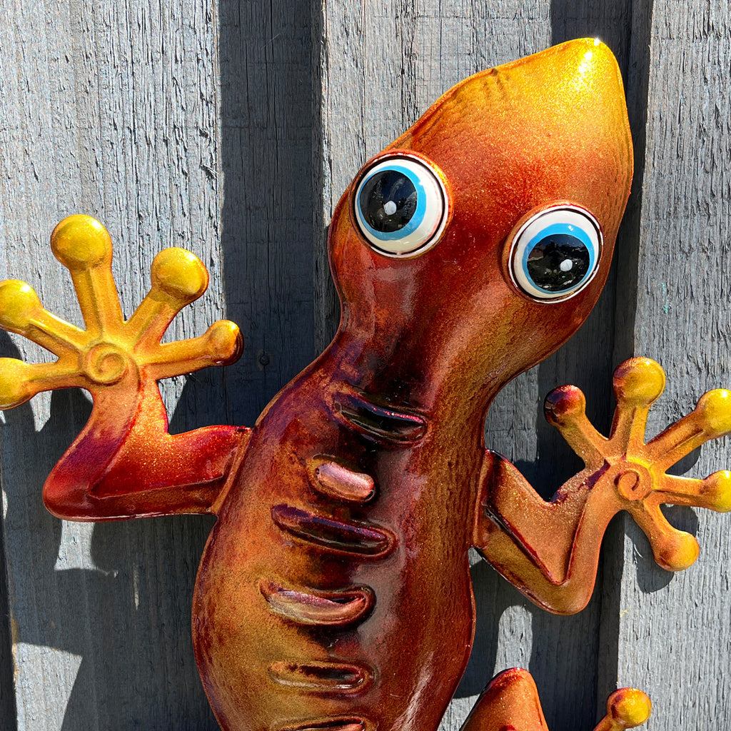 46.5cm Metal Gecko Garden Wall Art Decoration – Orange