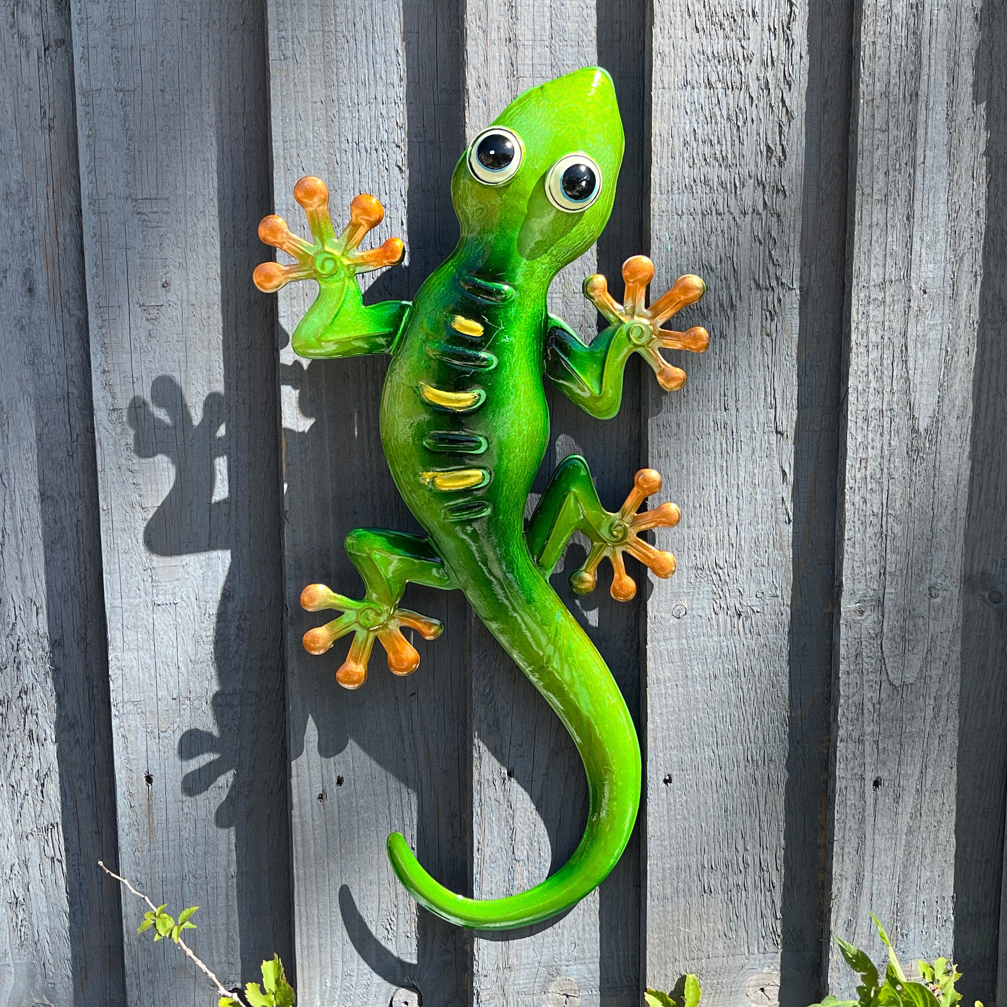 46.5cm Metal Gecko Garden Wall Art Decoration – Green