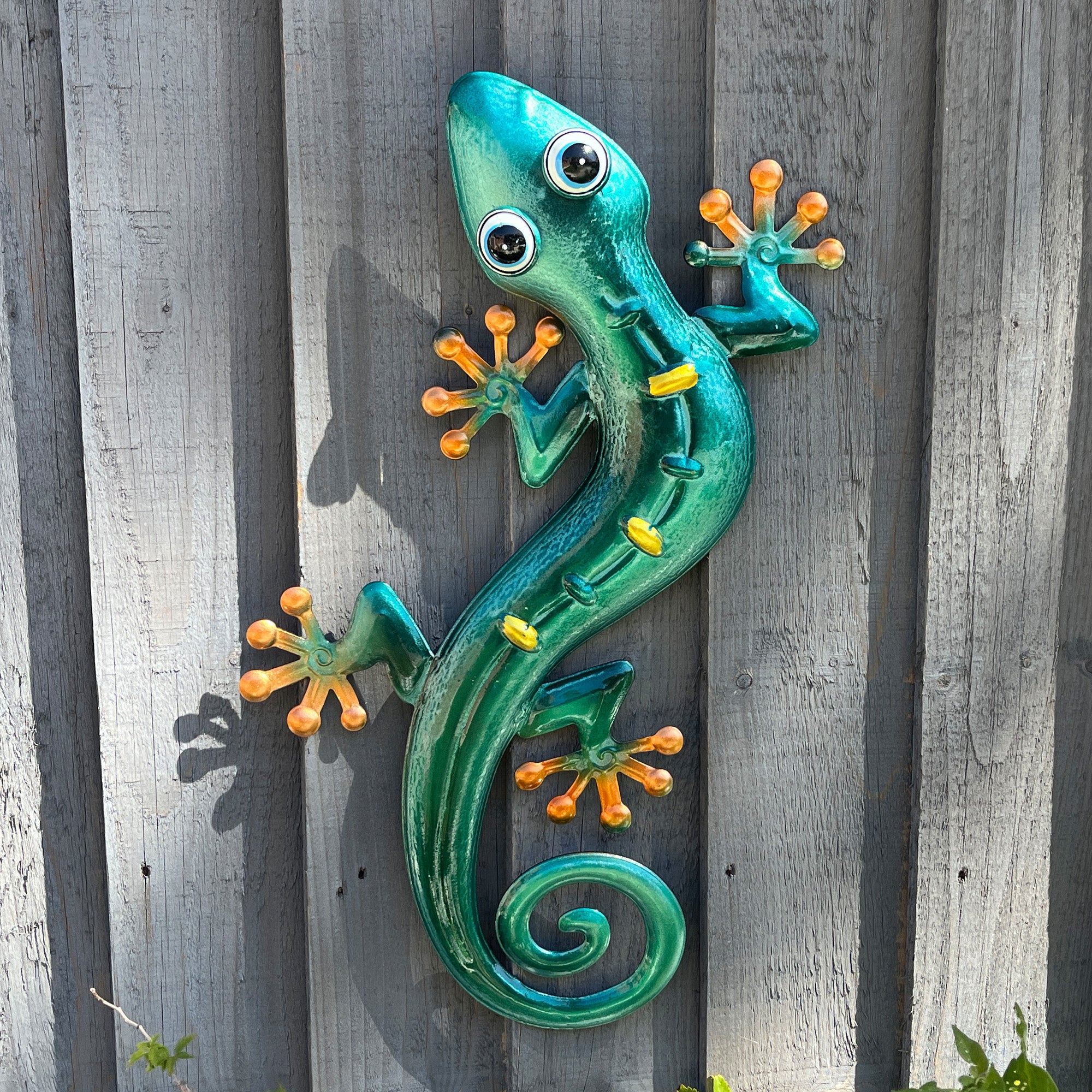45cm Metal Gecko Garden Wall Art Decoration – Turquoise