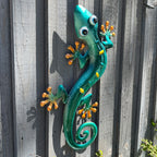 45cm Metal Gecko Garden Wall Art Decoration – Turquoise