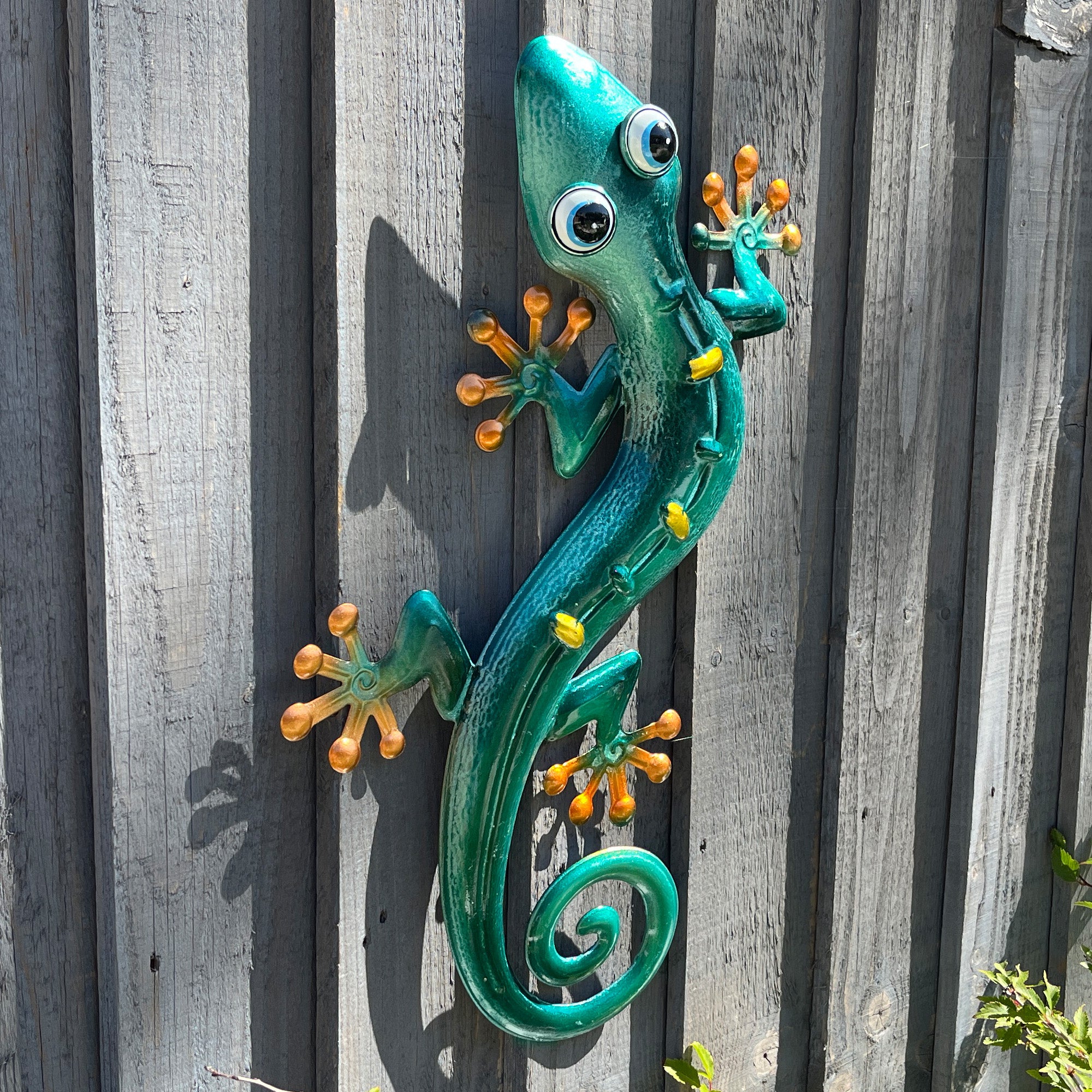45cm Metal Gecko Garden Wall Art Decoration – Turquoise