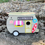 Quirky Caravan Bird House Garden Ornament – Welcome Surfboard Design
