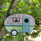 Quirky Caravan Bird House Garden Ornament – Happy Camper