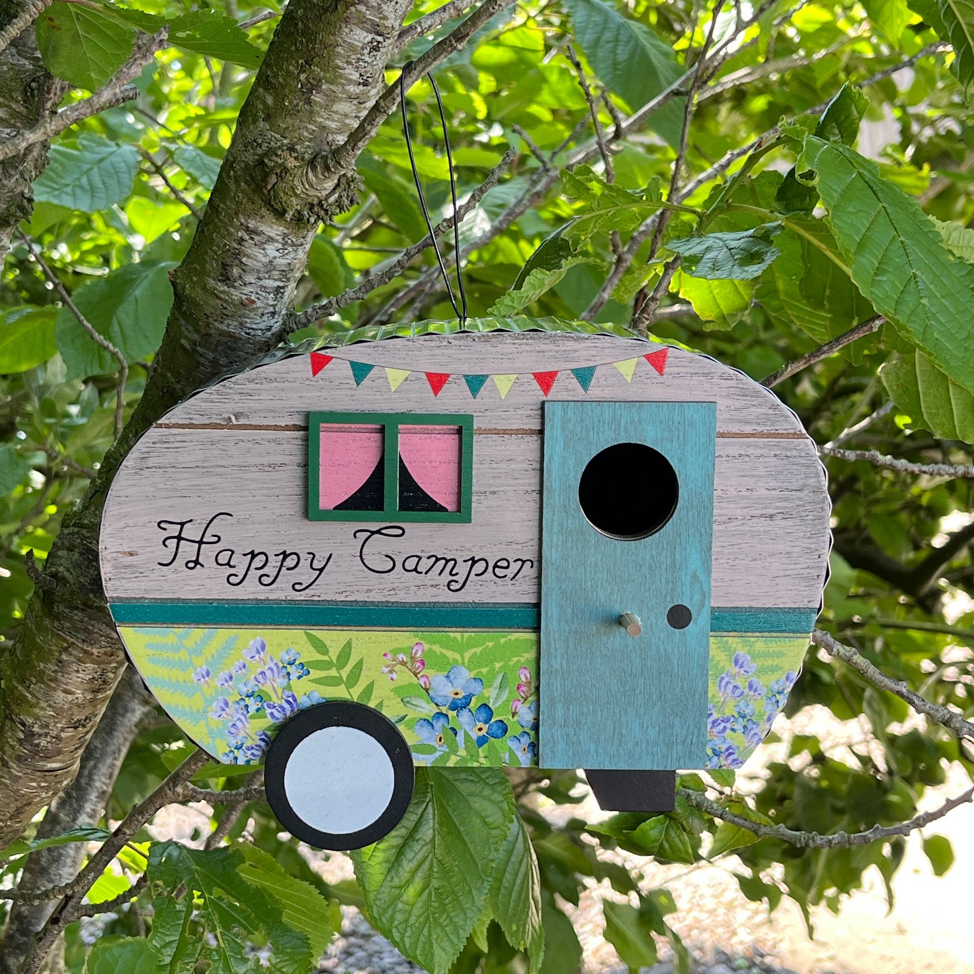 Quirky Caravan Bird House Garden Ornament – Happy Camper