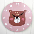 34cm MDF Cartoon Animal Wooden Wall Clock – Bear