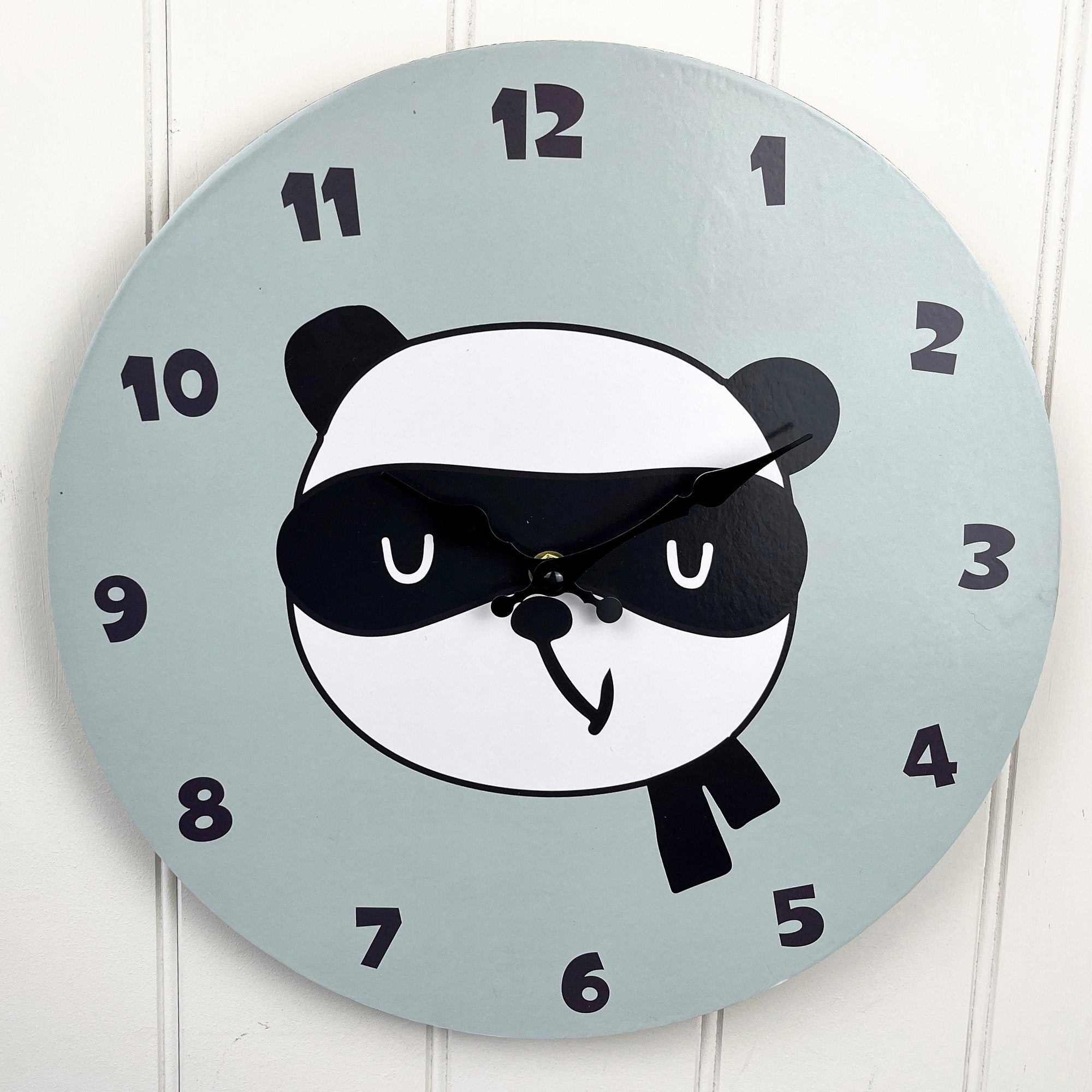 34cm MDF Cartoon Animal Wooden Wall Clock – Panda