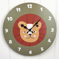 34cm MDF Cartoon Animal Wooden Wall Clock – Lion