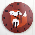 34cm MDF Cartoon Animal Wooden Wall Clock – Fox