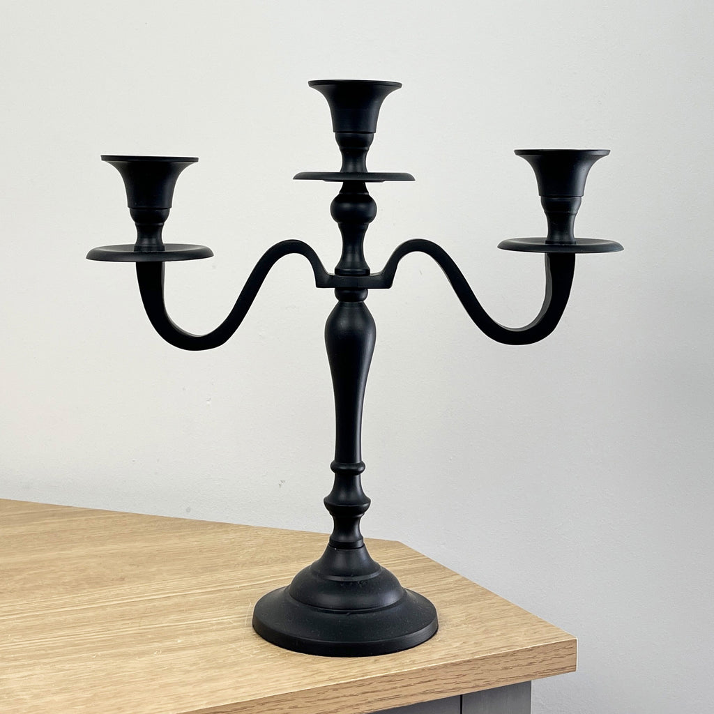 30cm Aluminium 3 Arm Candelabra – Matt Black