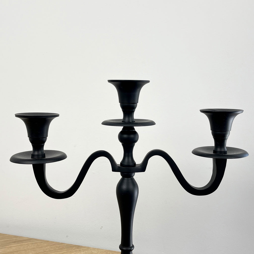 30cm Aluminium 3 Arm Candelabra – Matt Black