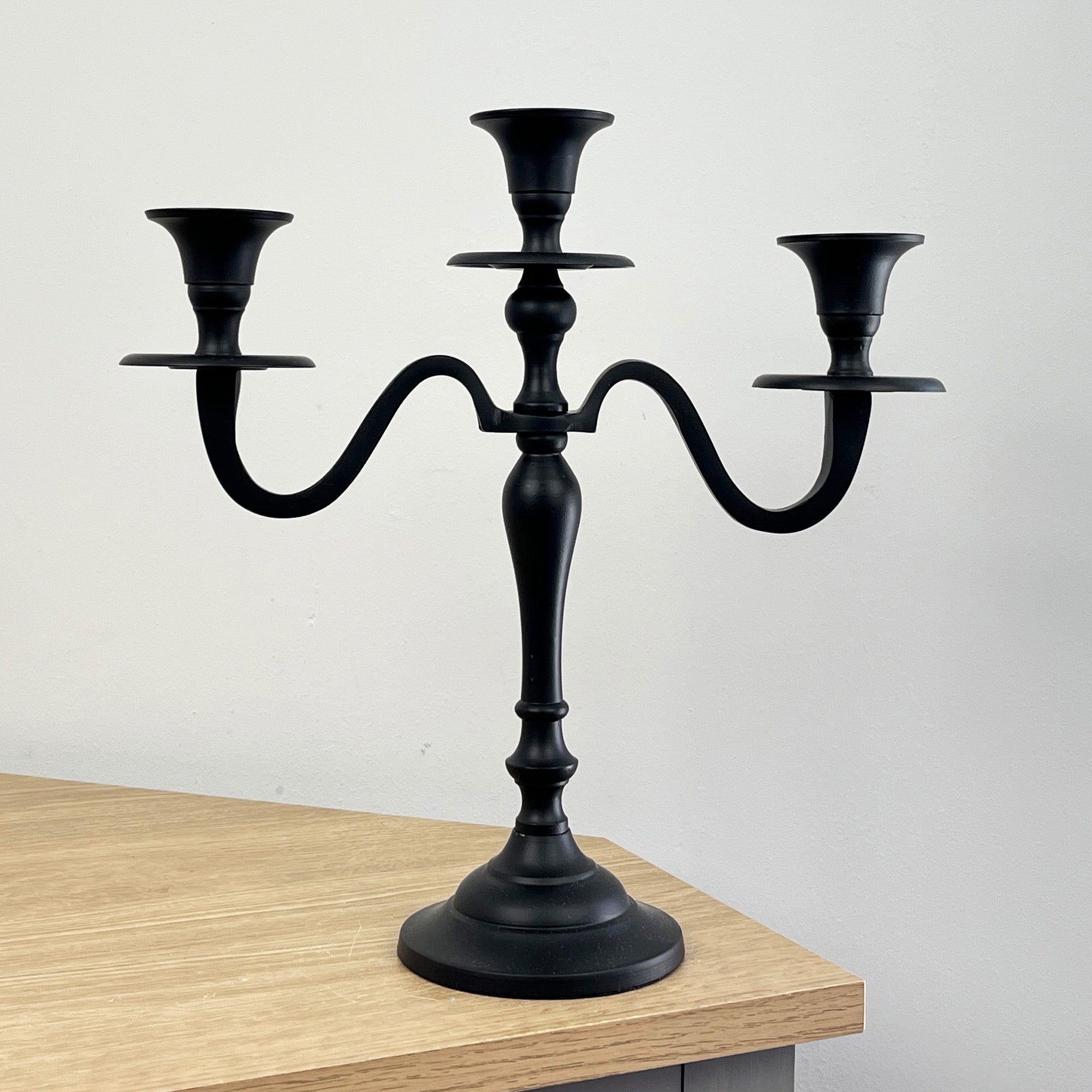 30cm Aluminium 3 Arm Candelabra – Matt Black
