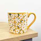 Set of 4 x 350ml Retro Floral Porcelain Mugs - Multi-coloured