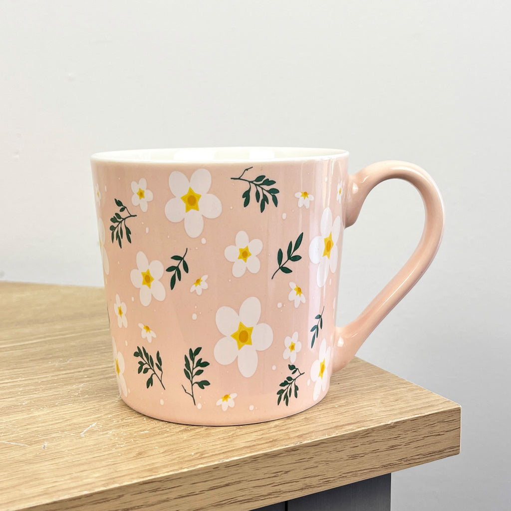Set of 4 x 350ml Retro Floral Porcelain Mugs - Multi-coloured