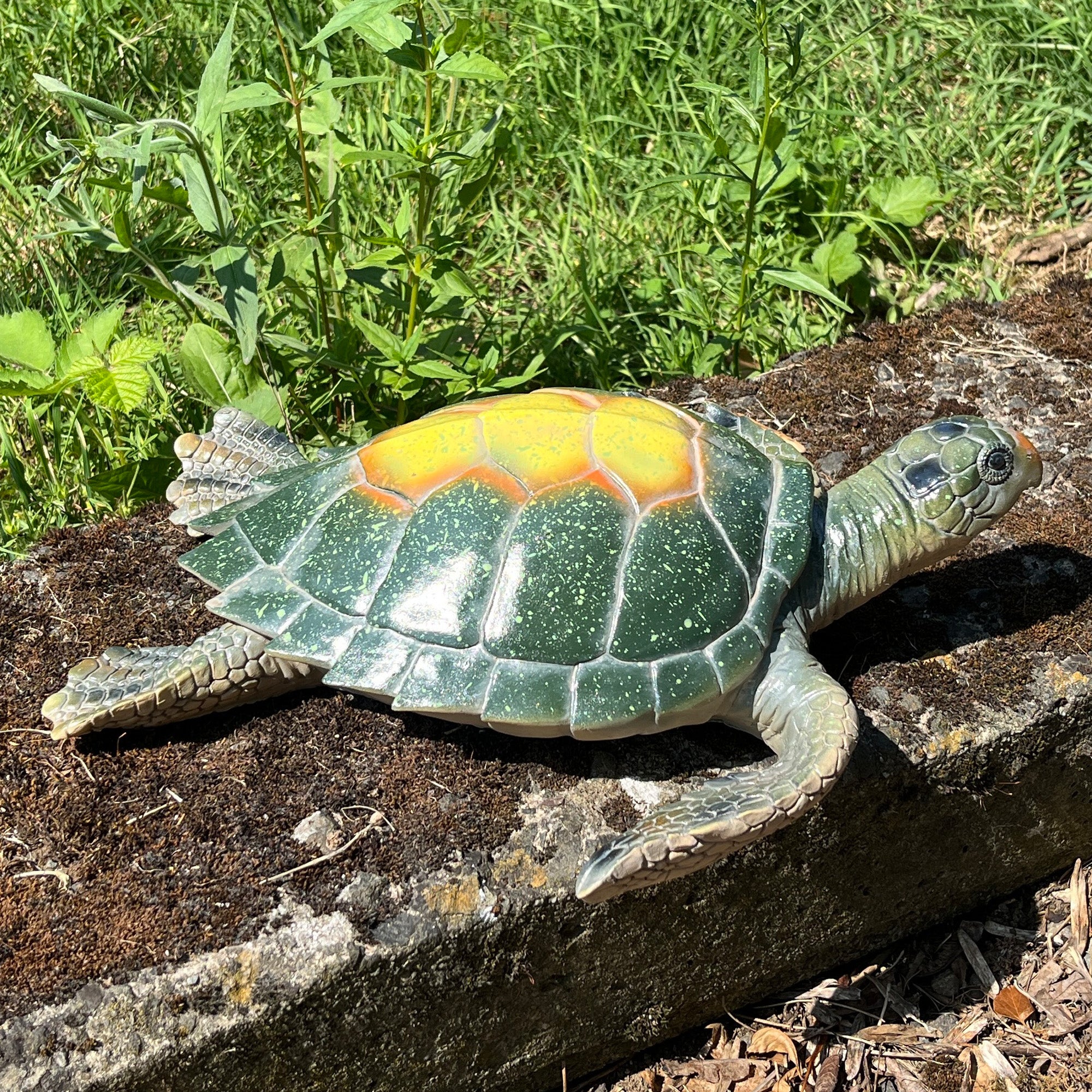 32.5cm Turtle Garden Ornament - Yellow Shell