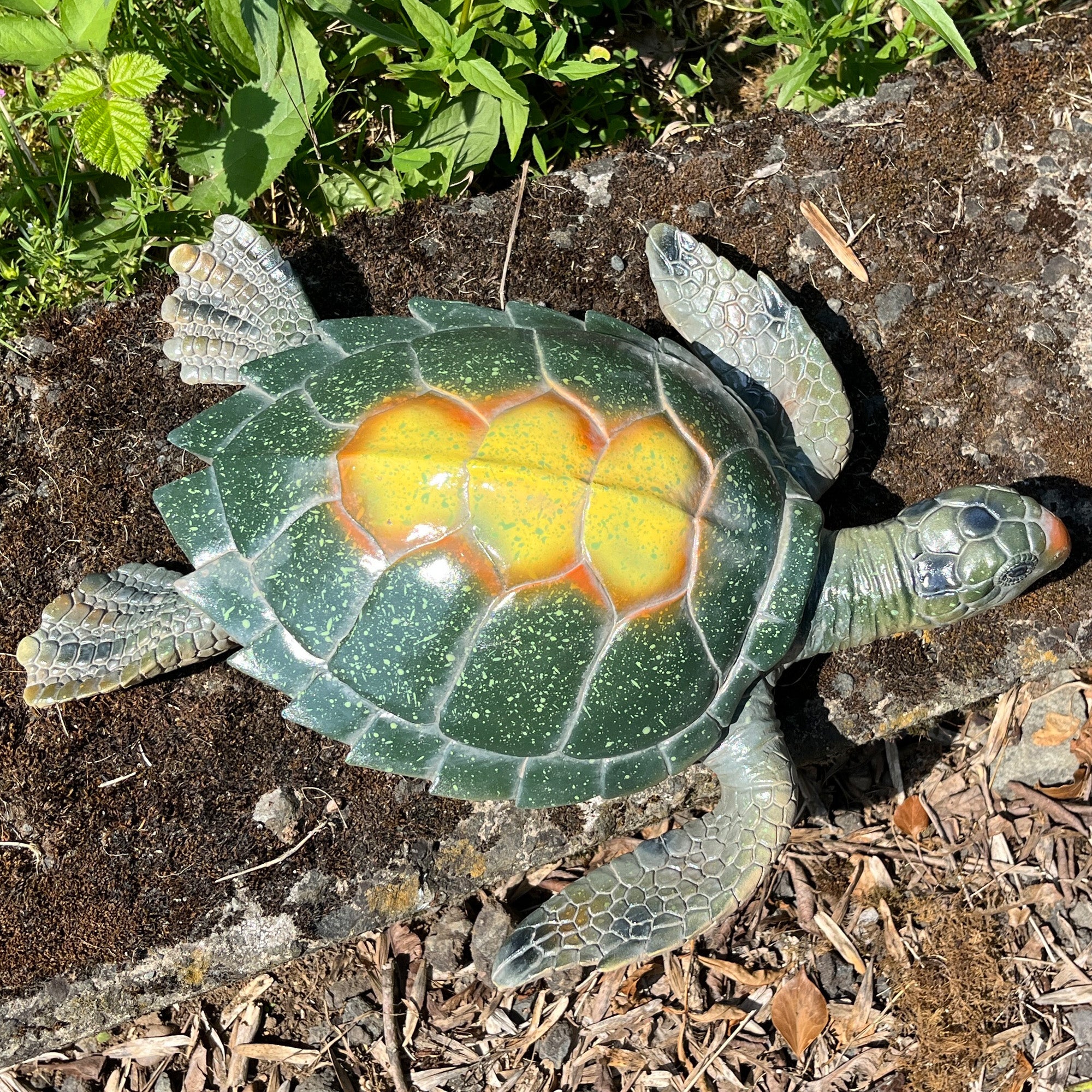 32.5cm Turtle Garden Ornament - Yellow Shell